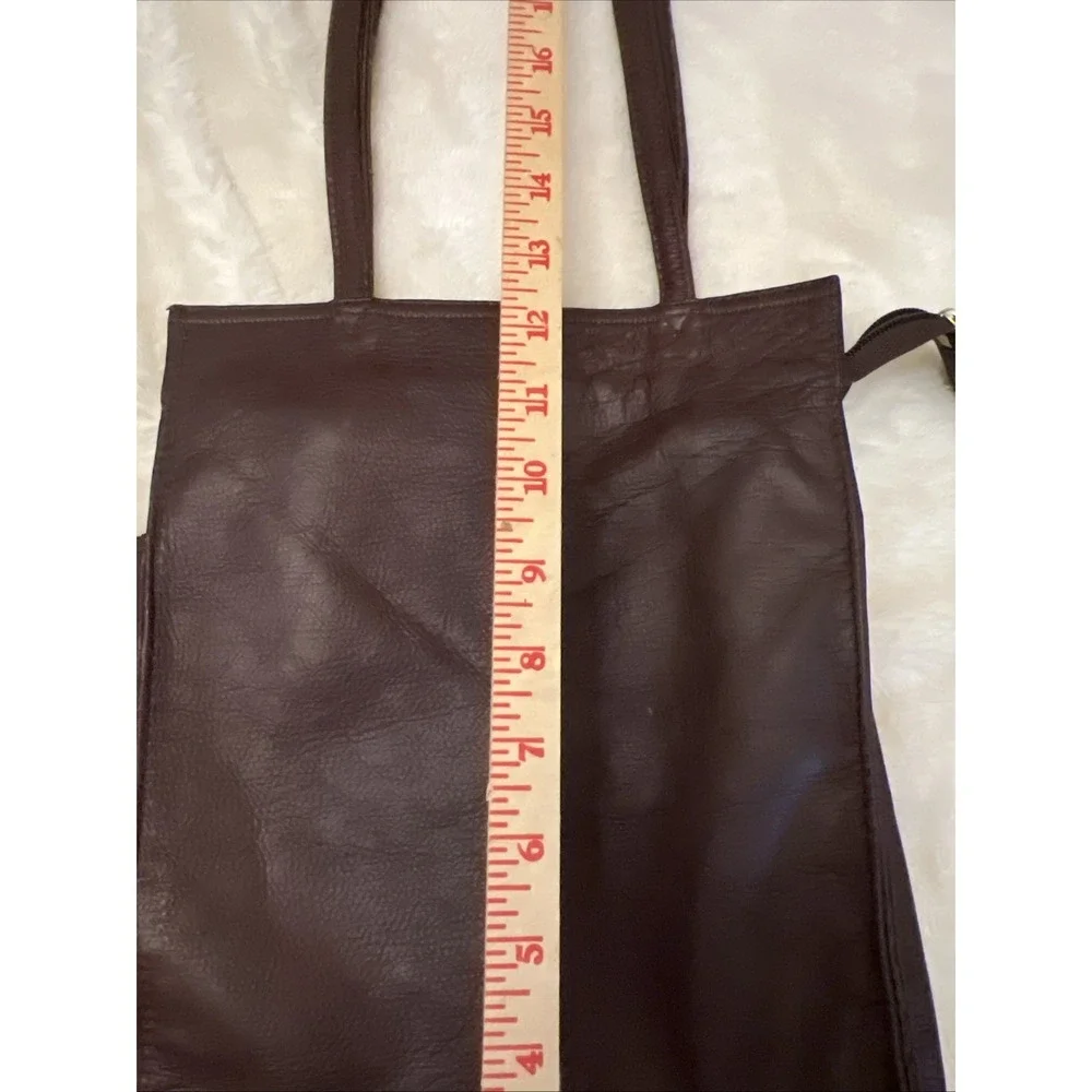 Vntg FRYE  Leather  Bag Purse Brown Side Pocket W Zipper Hobo Shoulder Rectangle